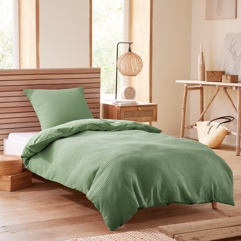 Duvet Set (Cover + Pillowcases) - Honeycomb - Olive