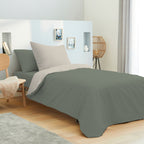 Pack Funda Nórdica - Algodón Bicolor - Eucalipto/Cuerda