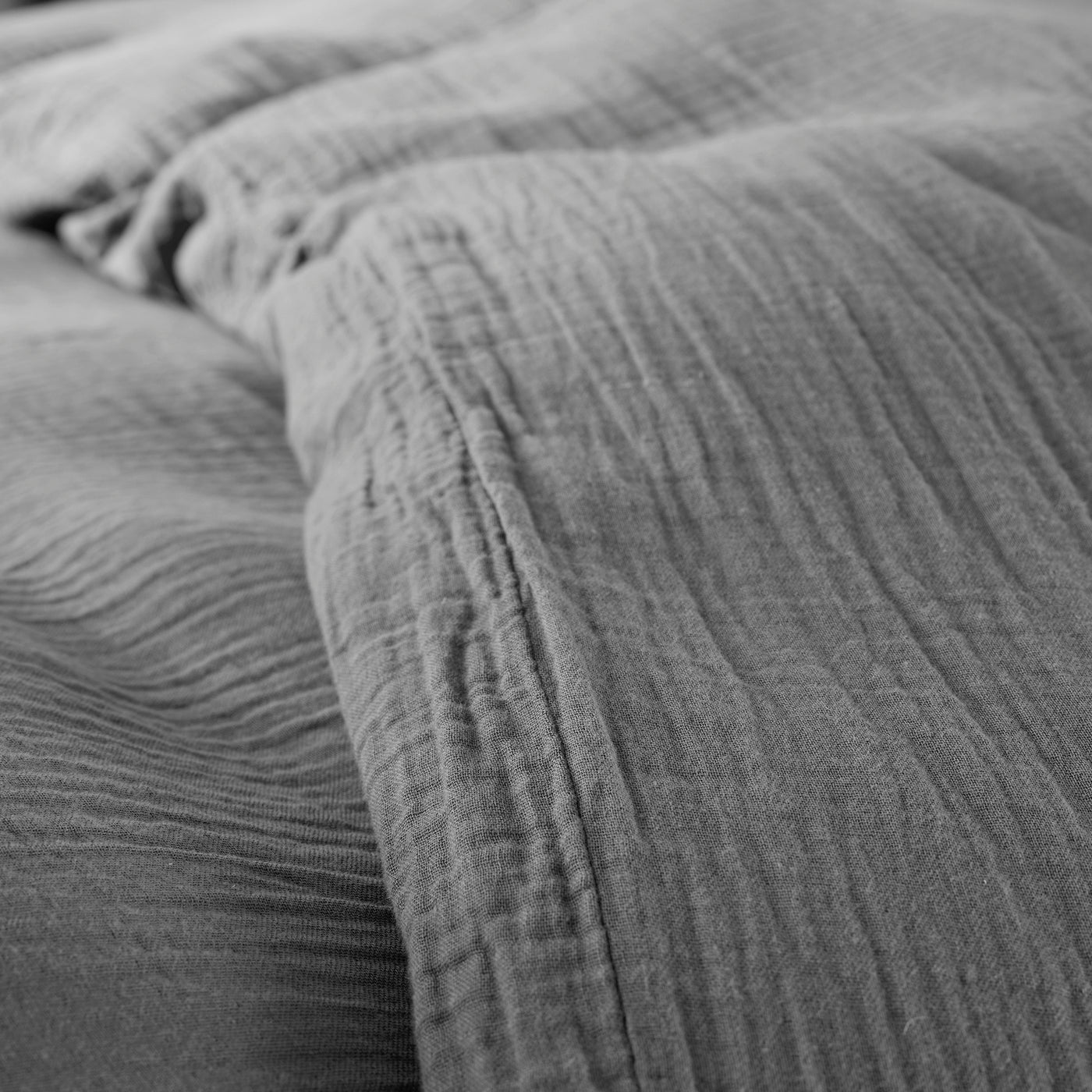 Pack Complet (Housse De Couette + Taie(s) + Drap Housse) - Gaze De Coton - Ardoise