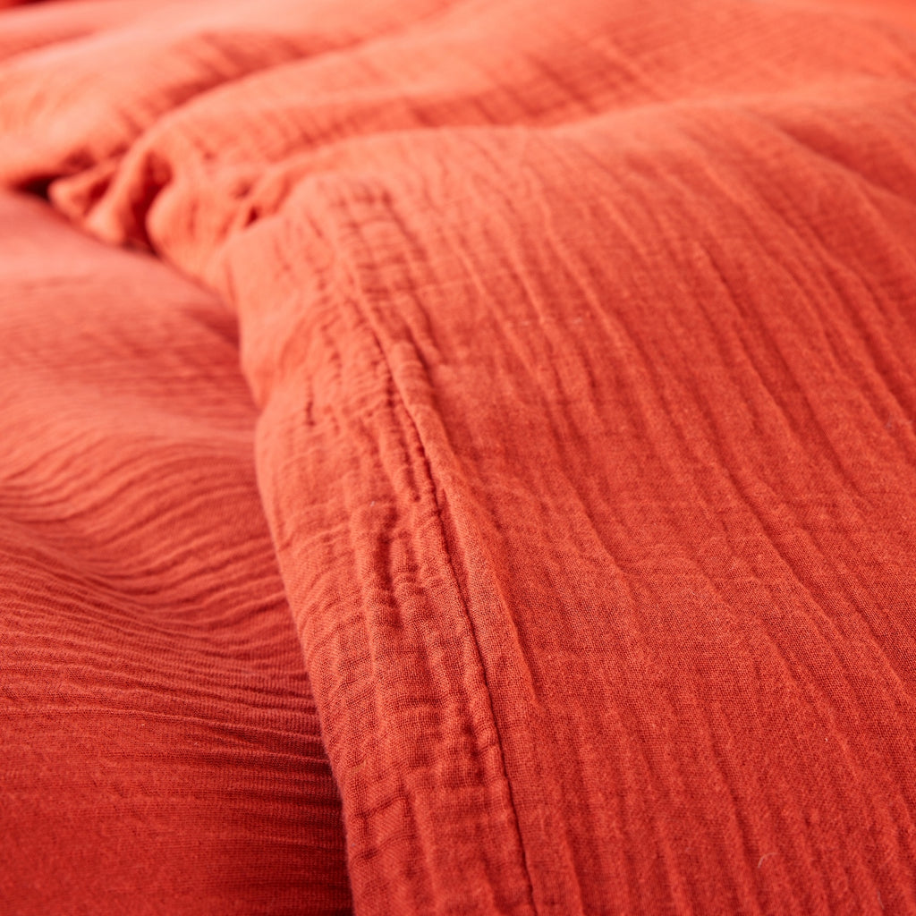 Complete Pack (Duvet Cover + Pillowcase(s) + Fitted Sheet) - Cotton Gauze - Terracotta