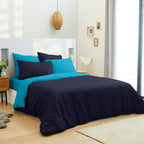 Duvet Cover Pack - 100% Cotton - Navy/Turquoise