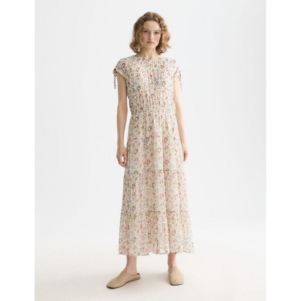 Robe Gathered Midi With Ties - Cosmic Sky Eggnog