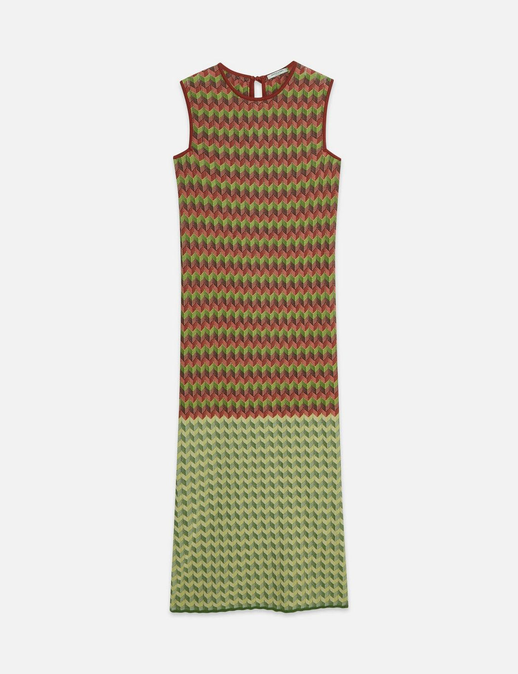 Chevron Knitted Maxi Dress - Burnt Henna