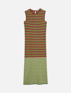 Chevron Knitted Maxi Dress - Burnt Henna