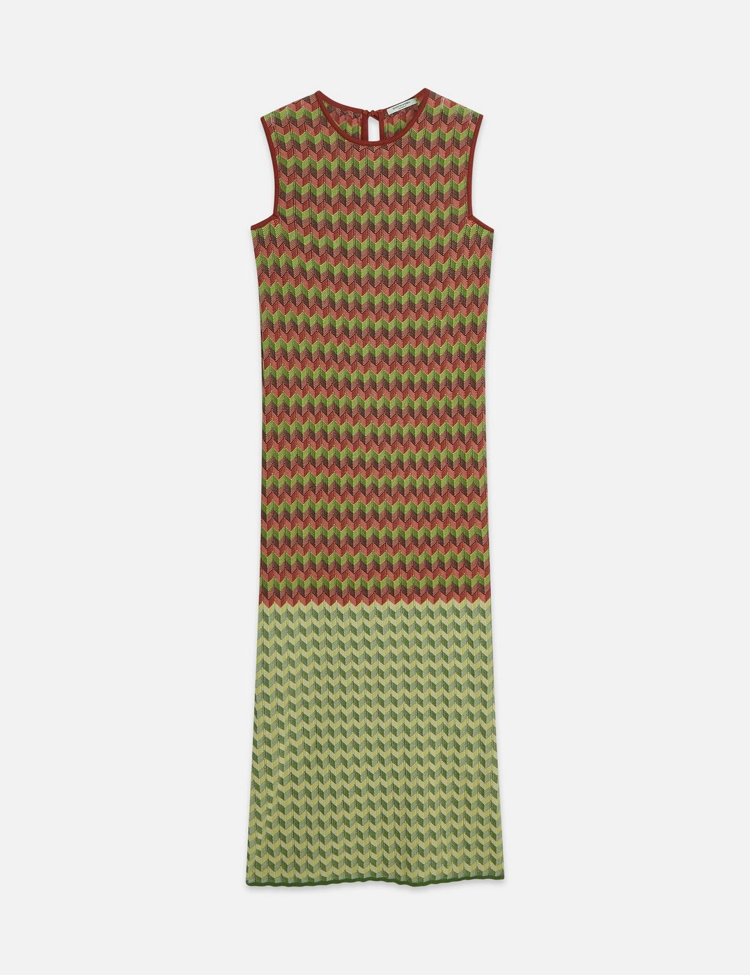 Chevron Knitted Maxi Dress - Burnt Henna