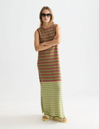 Chevron Knitted Maxi Dress - Burnt Henna