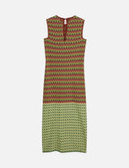 Chevron Knitted Maxi Dress - Burnt Henna