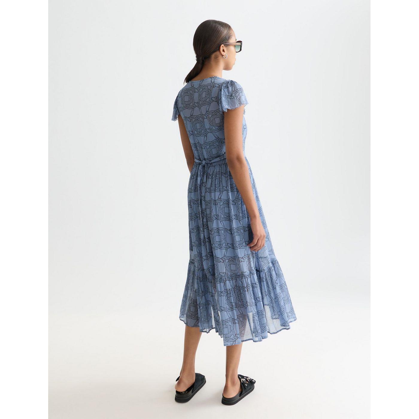 Robe Printed Chiffon Midi Day - Horseshoes Infinity