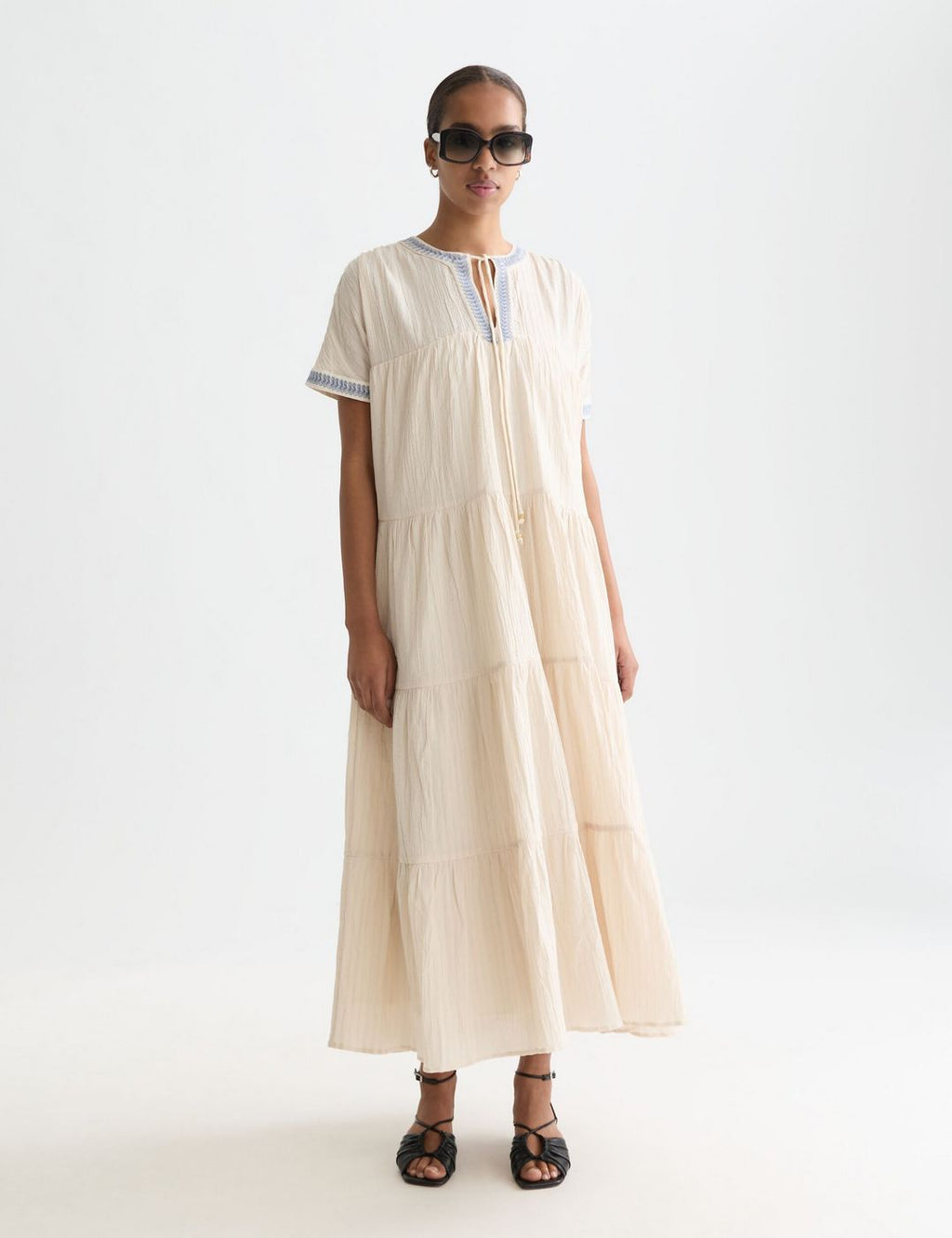 Robe Cotton Crepe Ankle Length - Fog