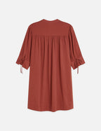 Mini Gathered Sleeve Dress - Burnt Henna