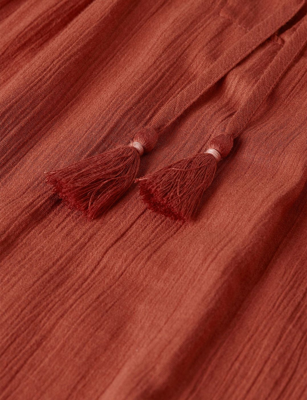 Mini Gathered Sleeve Dress - Burnt Henna