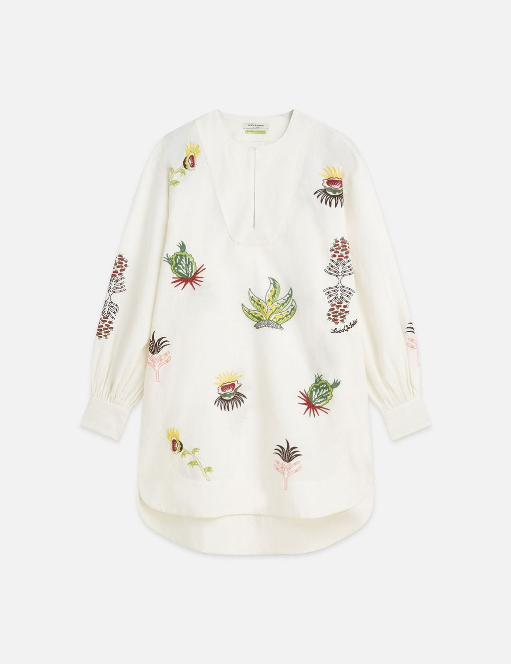 Embroidered Short Bib Dress - Eggnog