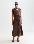 Robe Relaxed Linen Blend Ankle Length Tie - Hot Fudge