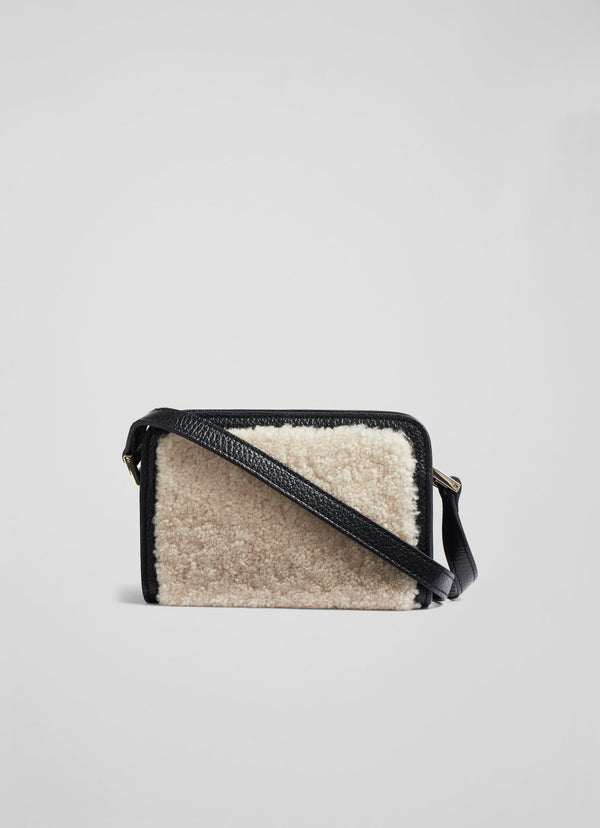 LK Benett - Ginny Leather And Fur Shoulder Bag - Black And Ecru