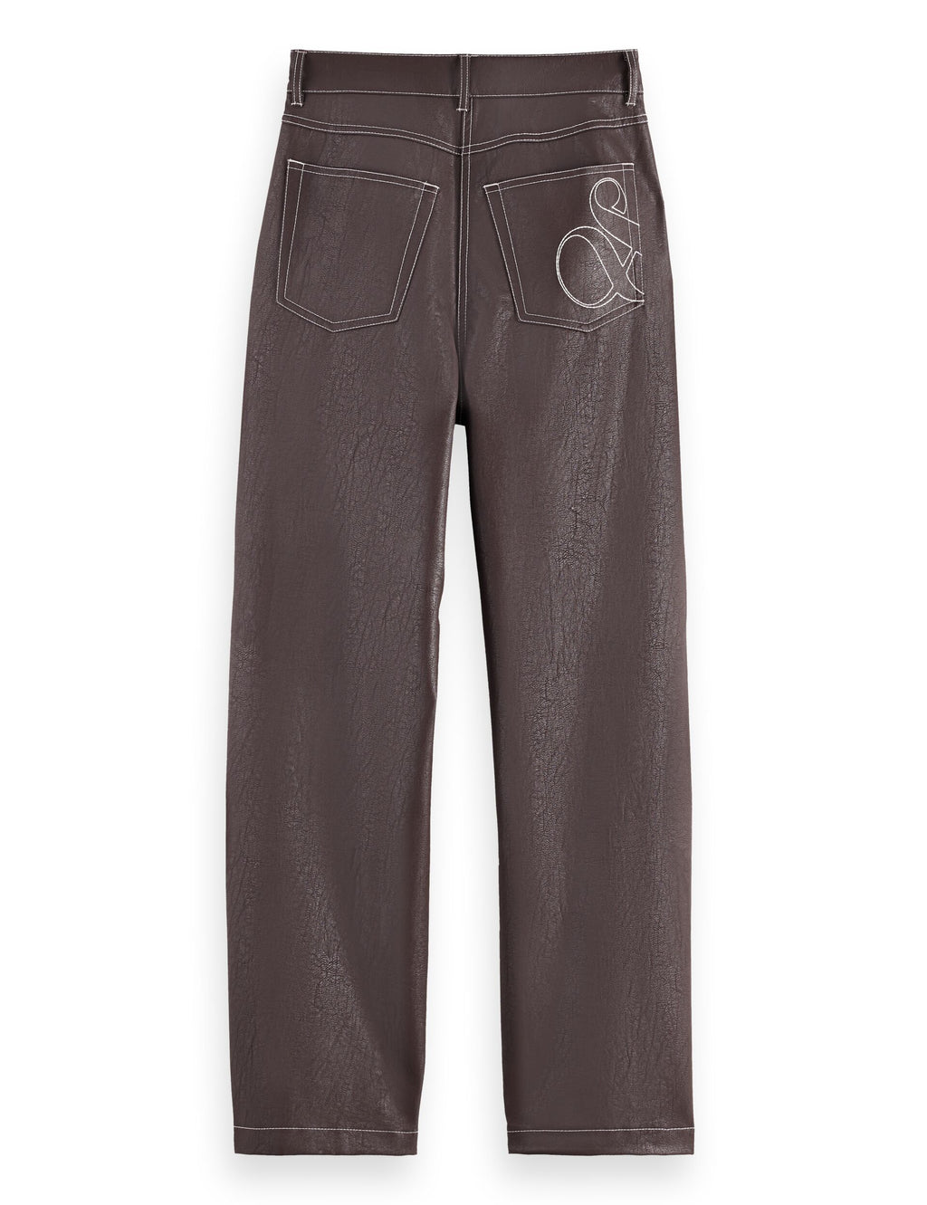 High-Waist-Kunstlederhose Aurora mit Geradem Bein - Chocolate Plum