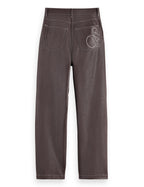 High-Waist-Kunstlederhose Aurora mit Geradem Bein - Chocolate Plum