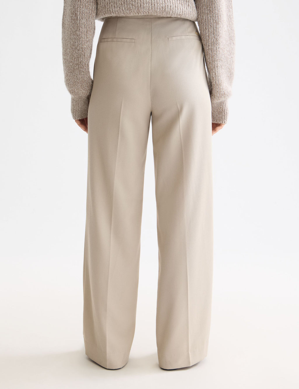 Edie - Gabardine-Hose mit Hohem Bund und Weitem Bein - Plaza Taupe