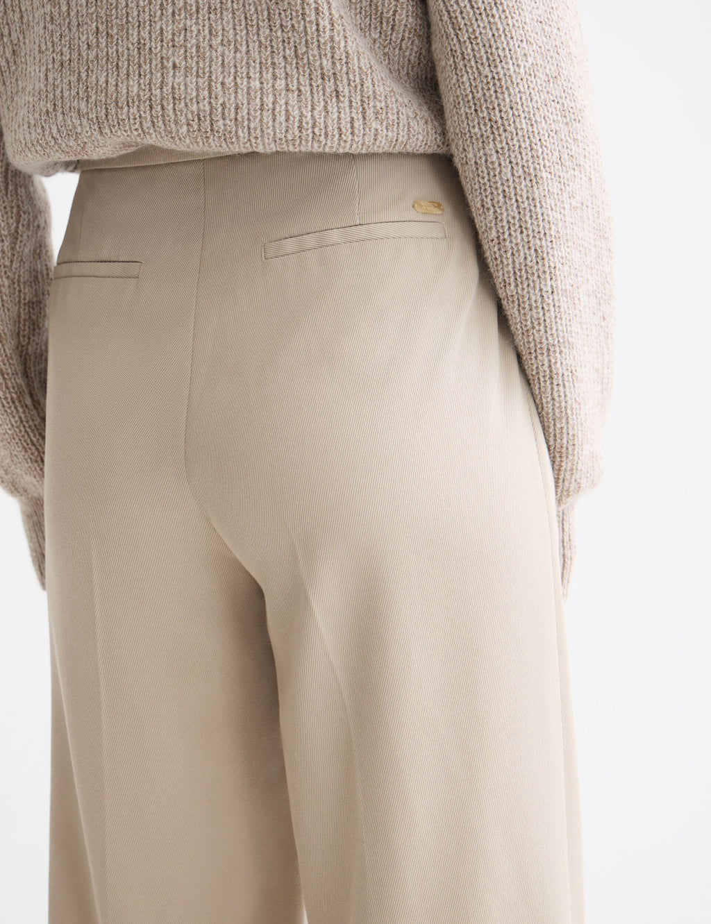 Edie - Gabardine-Hose mit Hohem Bund und Weitem Bein - Plaza Taupe