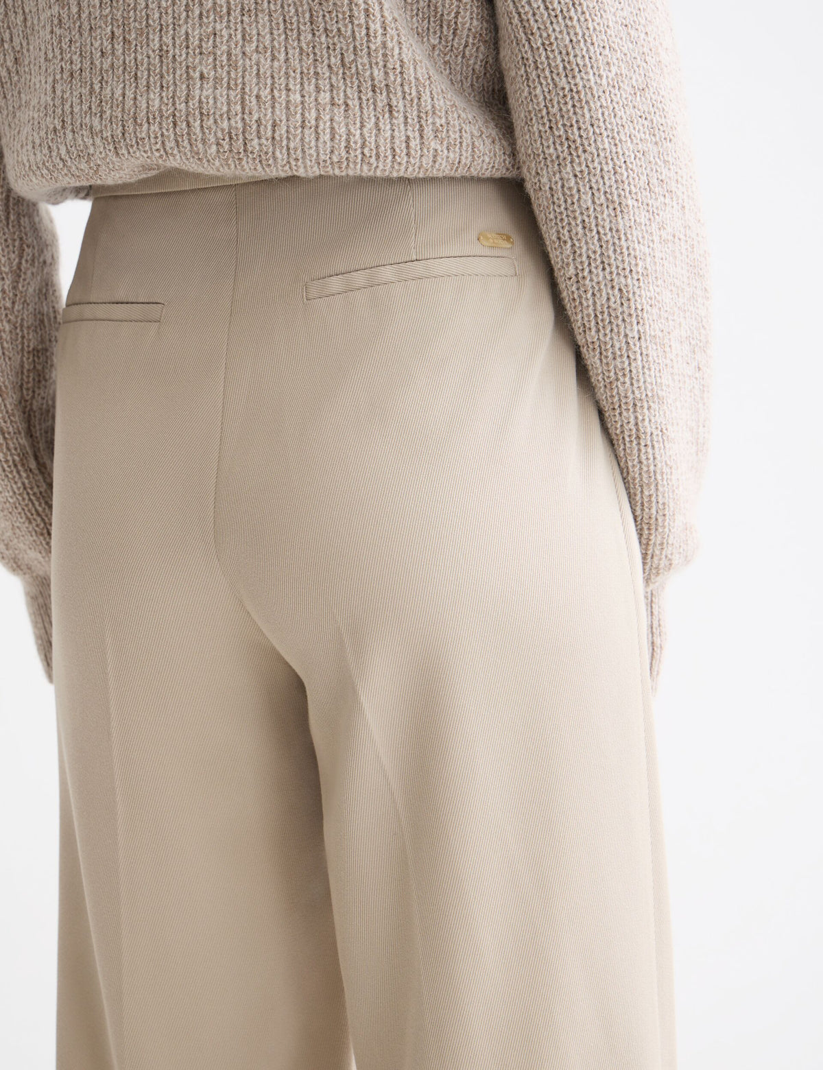 Edie - Gabardine-Hose mit Hohem Bund und Weitem Bein - Plaza Taupe