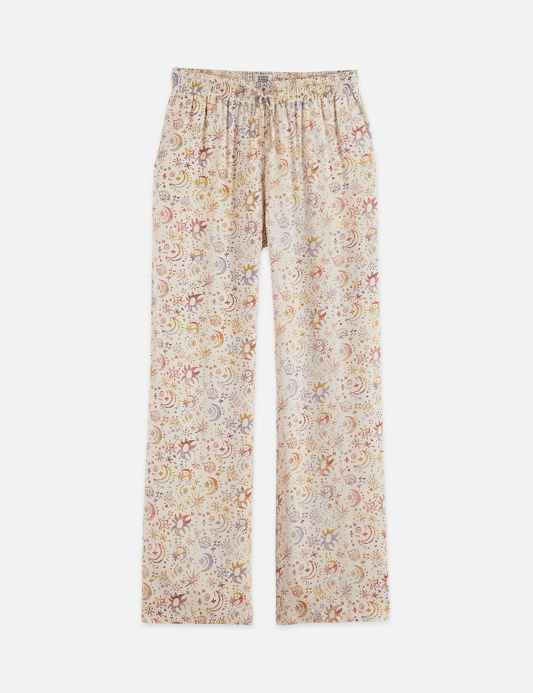 Gia - Mid Rise Wide Leg All Over Printed Pants - Cosmic Sky Eggnog