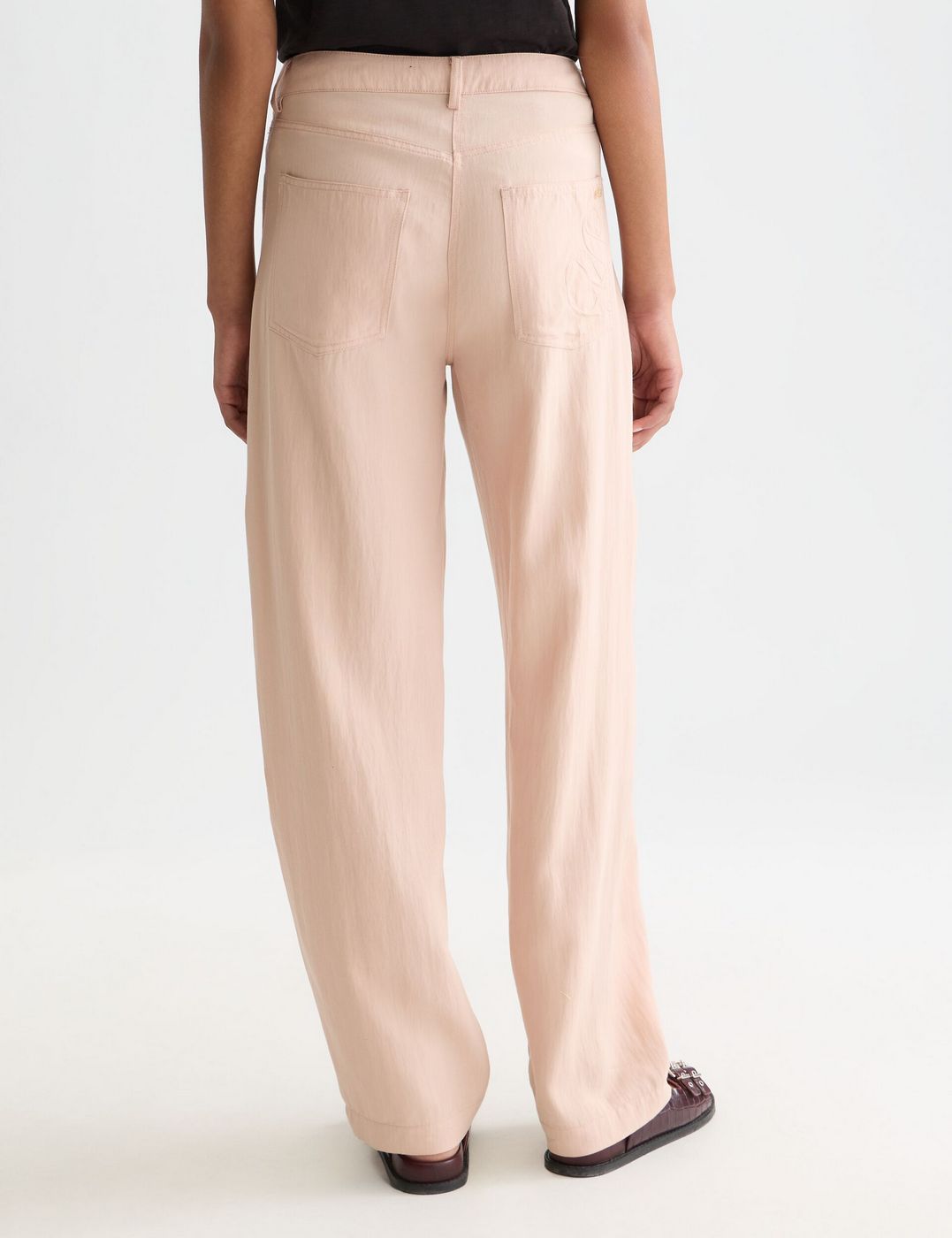 Lotus - Twill High Rise Barrel Leg Pants - Rose Dust