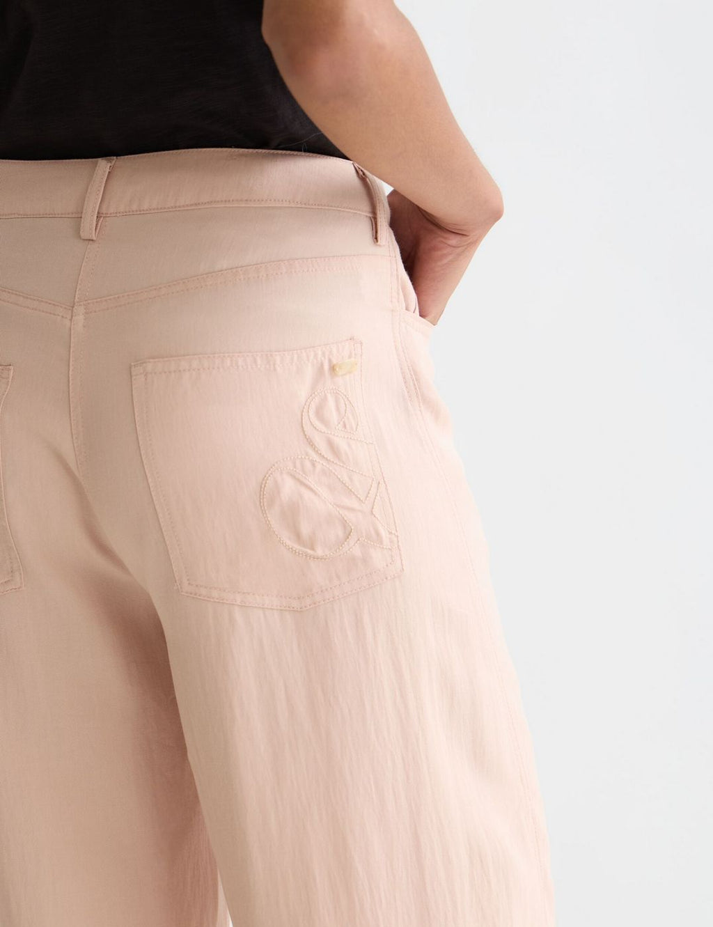 Lotus - Twill High Rise Barrel Leg Pants - Rose Dust