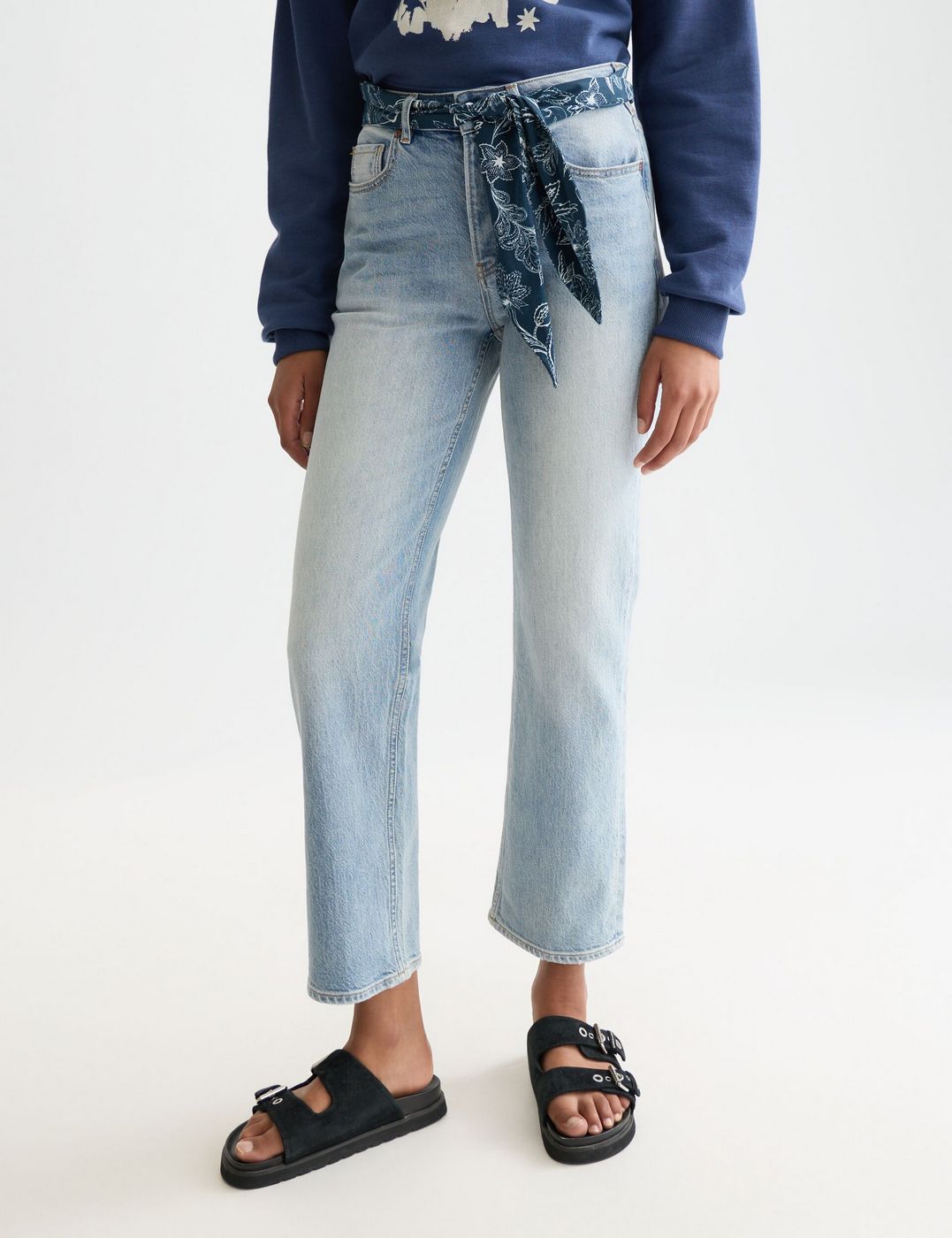 The Sky Straight Jeans With Tie Detail - Dark Spotlight