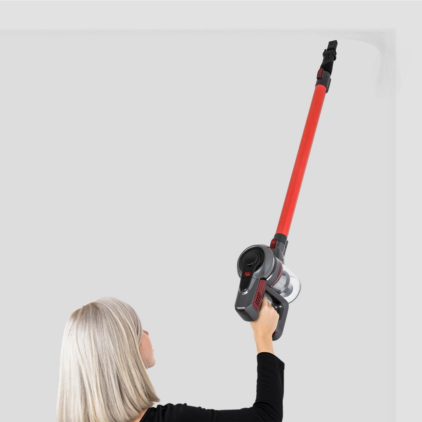 Aspiradora Escoba 2 En 1 Sin Cable Powerclean - Rojo