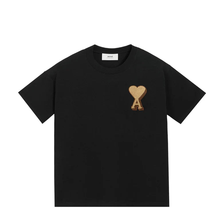Ami Paris - T-Shirt Patch Ami De Coeur – Noir Beige