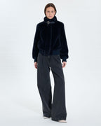 Short navy faux fur jacket_2