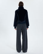 Short navy faux fur jacket_3