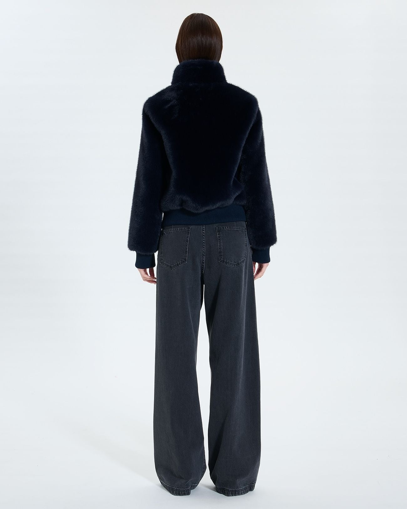 Short navy faux fur jacket_3