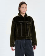Short khaki faux fur jacket_1