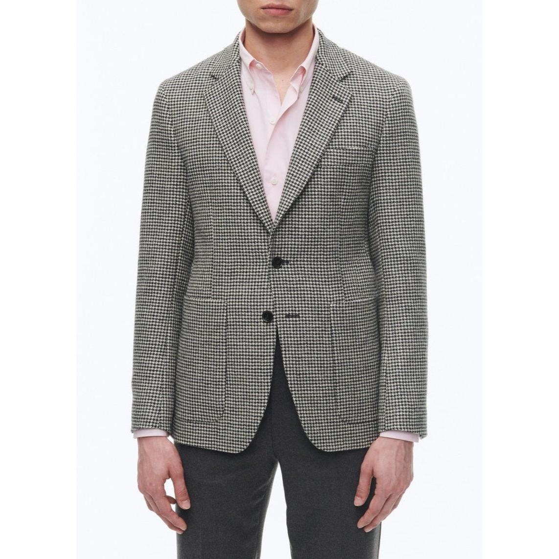 Fursac - Chaqueta Recta en Lana Virgen - Pata de Gallo Negro y Blanco