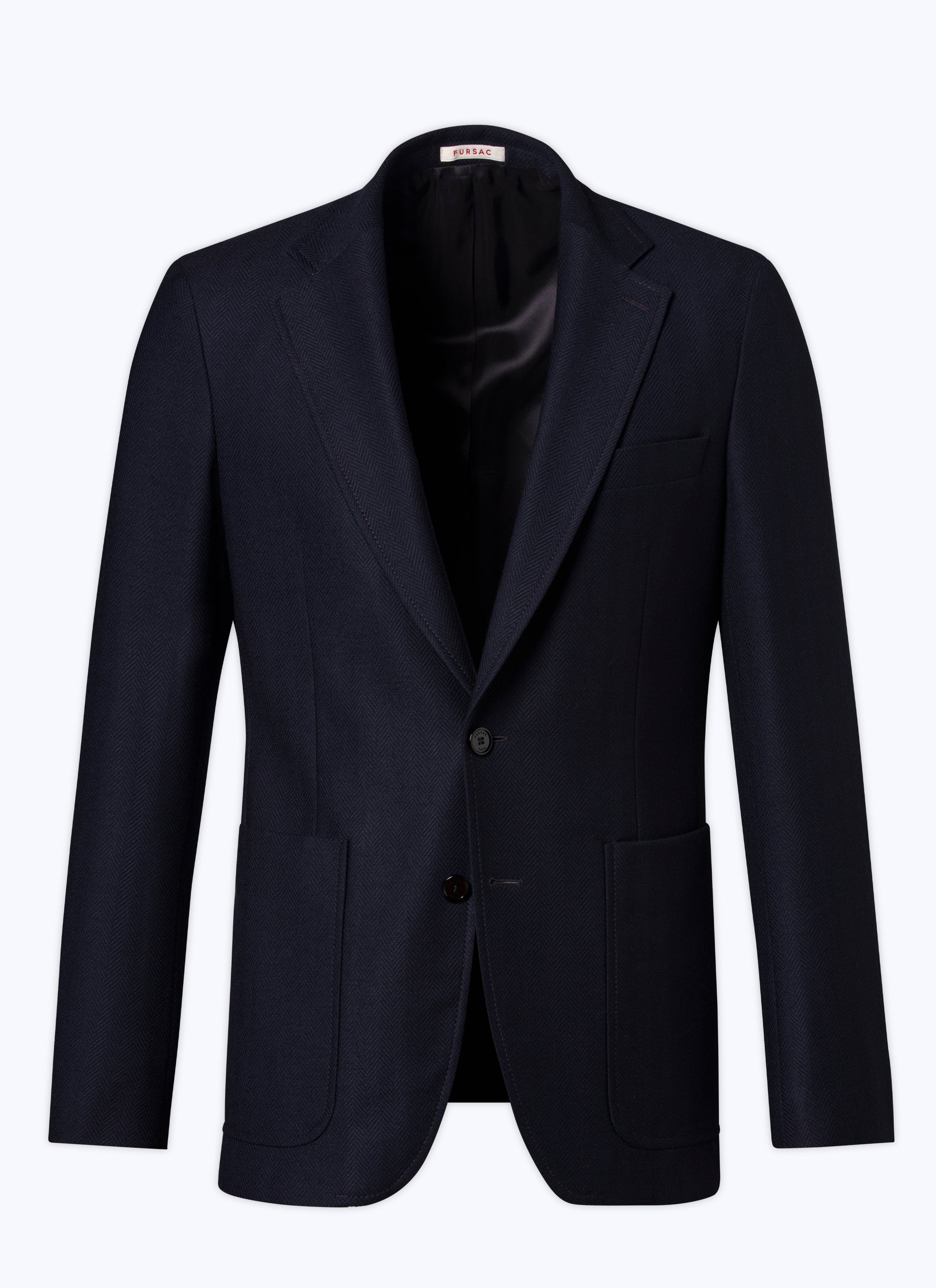 Fursac - Chaqueta Recta De Lana A Espiga - Azul Marino