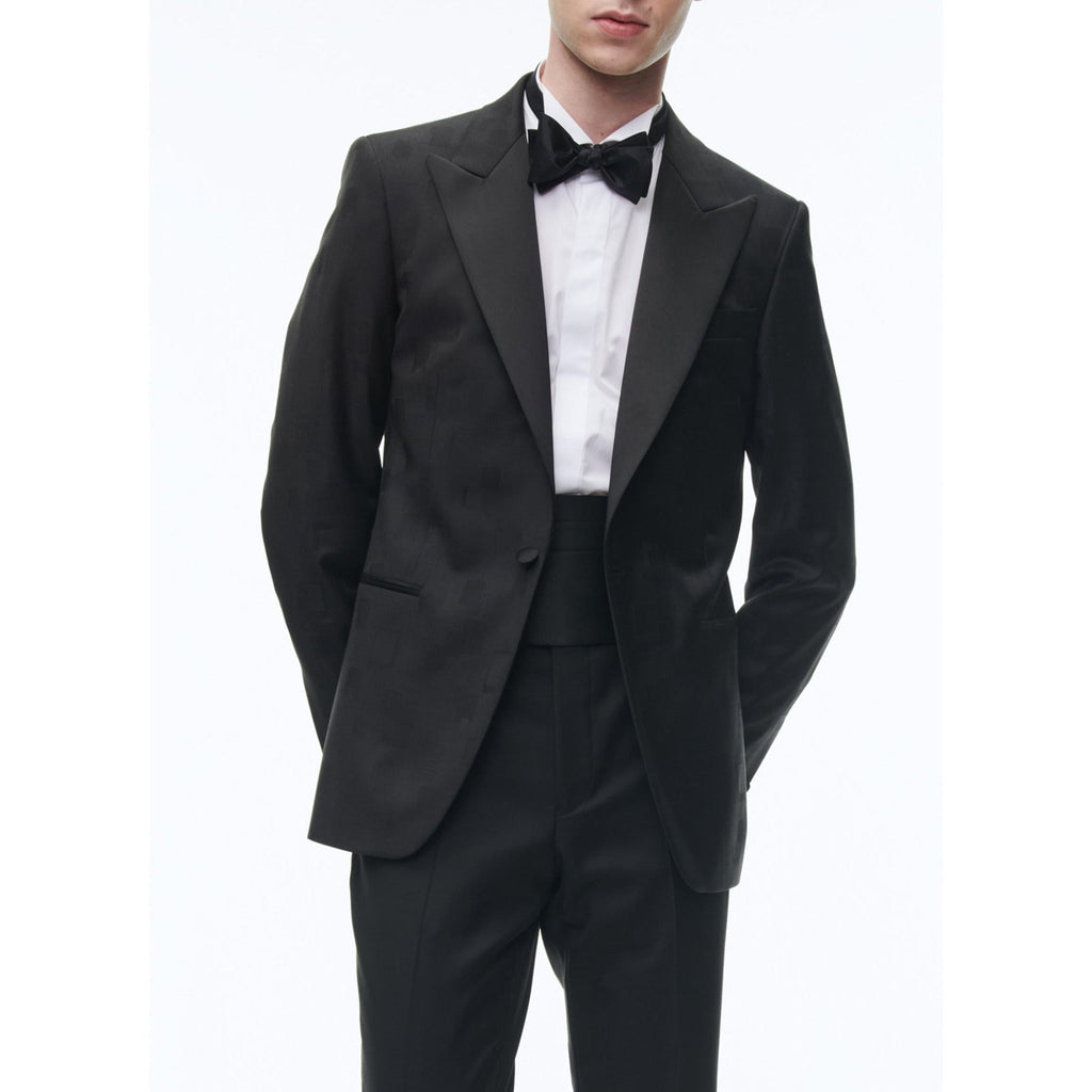 Fursac - Chaqueta de traje de jacquard de lana - Negro