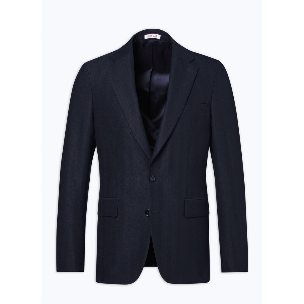 Navy Herringbone Jacket - Navy