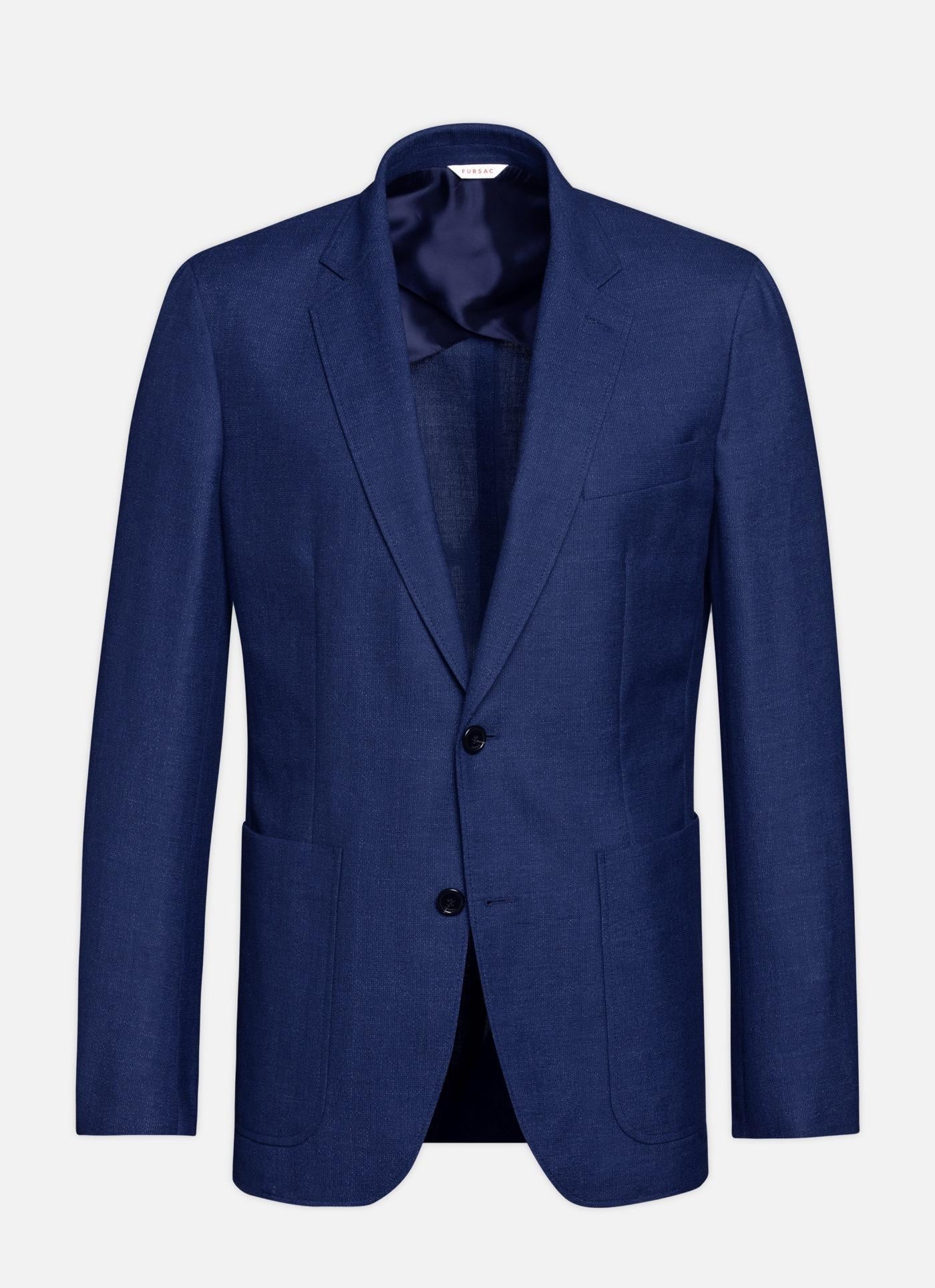 Fursac - Veste En Natté De Laine Et Lin Chiné - Indigo - Homme