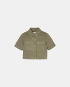 Chemise droite en jean kaki_4