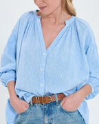 Fluid sky blue cotton shirt_2