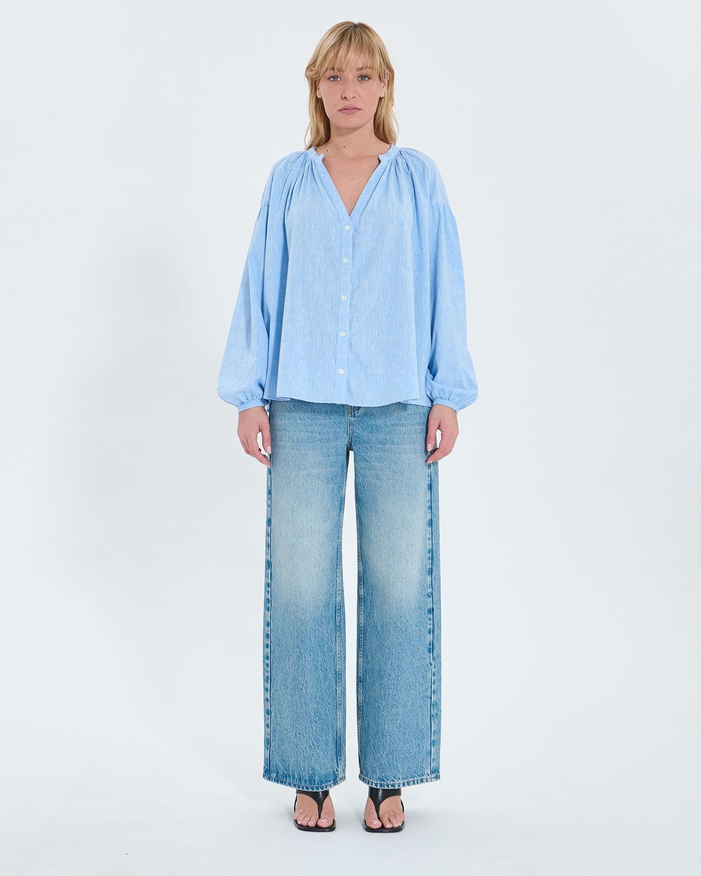 Fluid sky blue cotton shirt_4