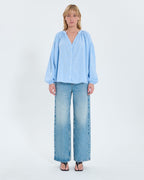 Fluid sky blue cotton shirt_4