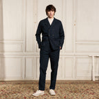 Double-Breasted Cotton Work Jacket Navy
