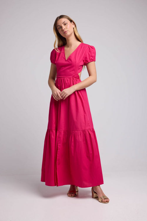 Robe Long Manches Courtes - Rose