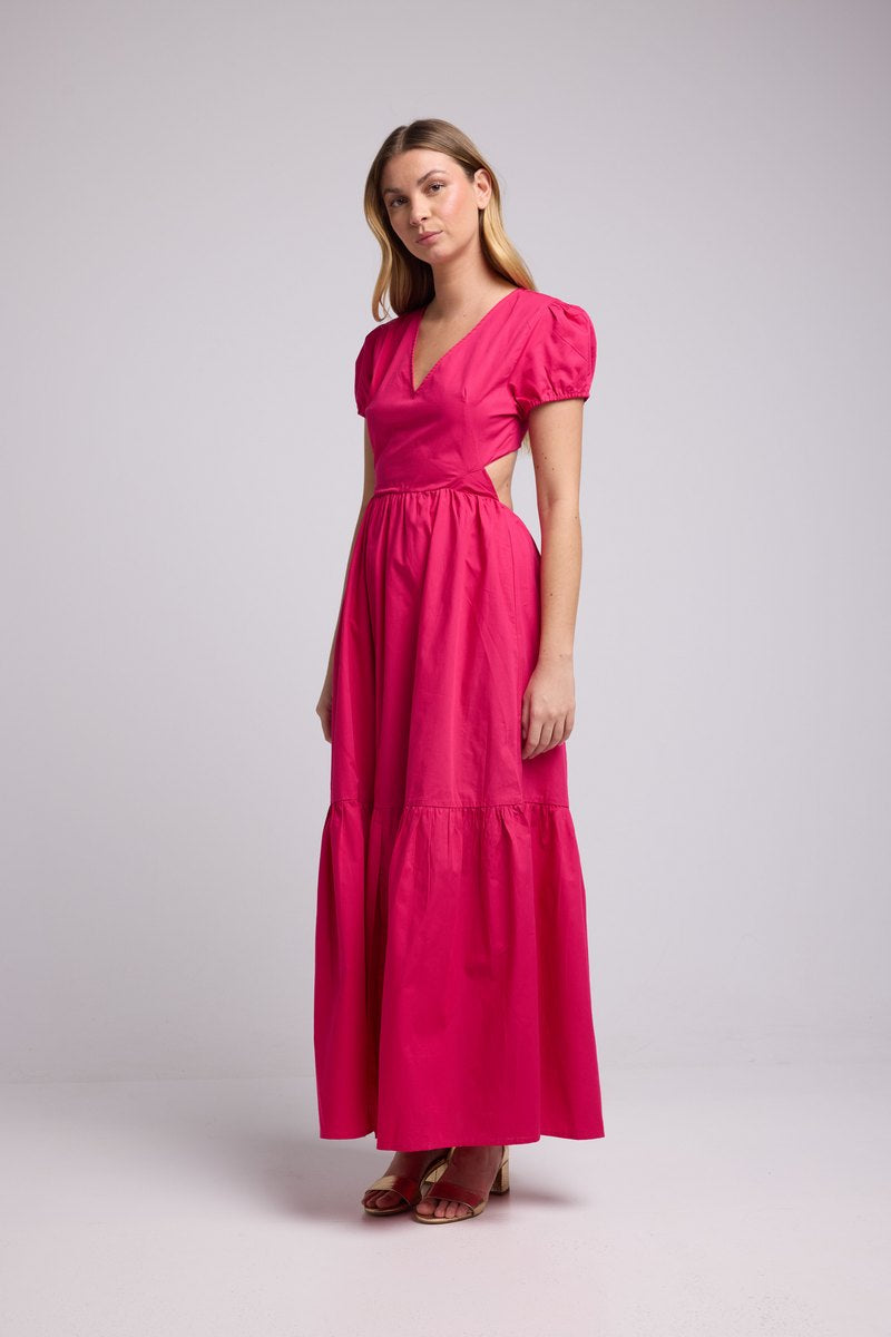 Vestido largo de manga corta - Rosa