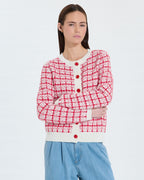 Gilet façon tweed bicolore rouge écru_1