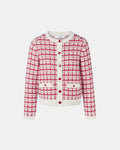 Gilet façon tweed bicolore rouge écru_5