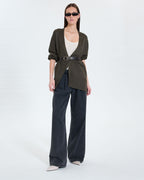 Long khaki sequined vest_2