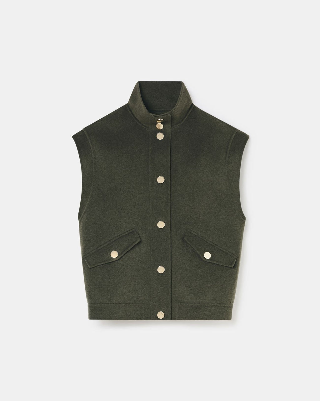 Khaki sleeveless jacket_5