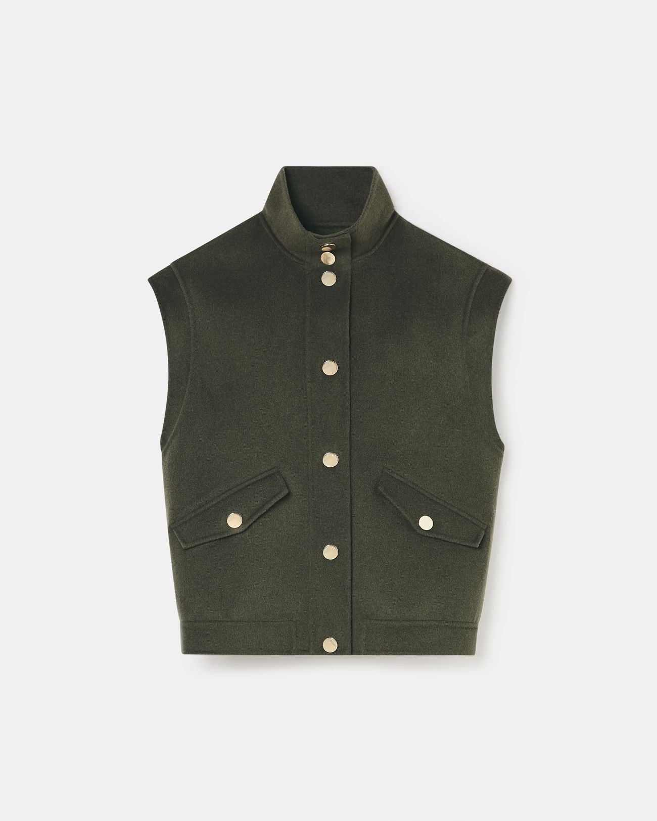 Khaki sleeveless jacket_5